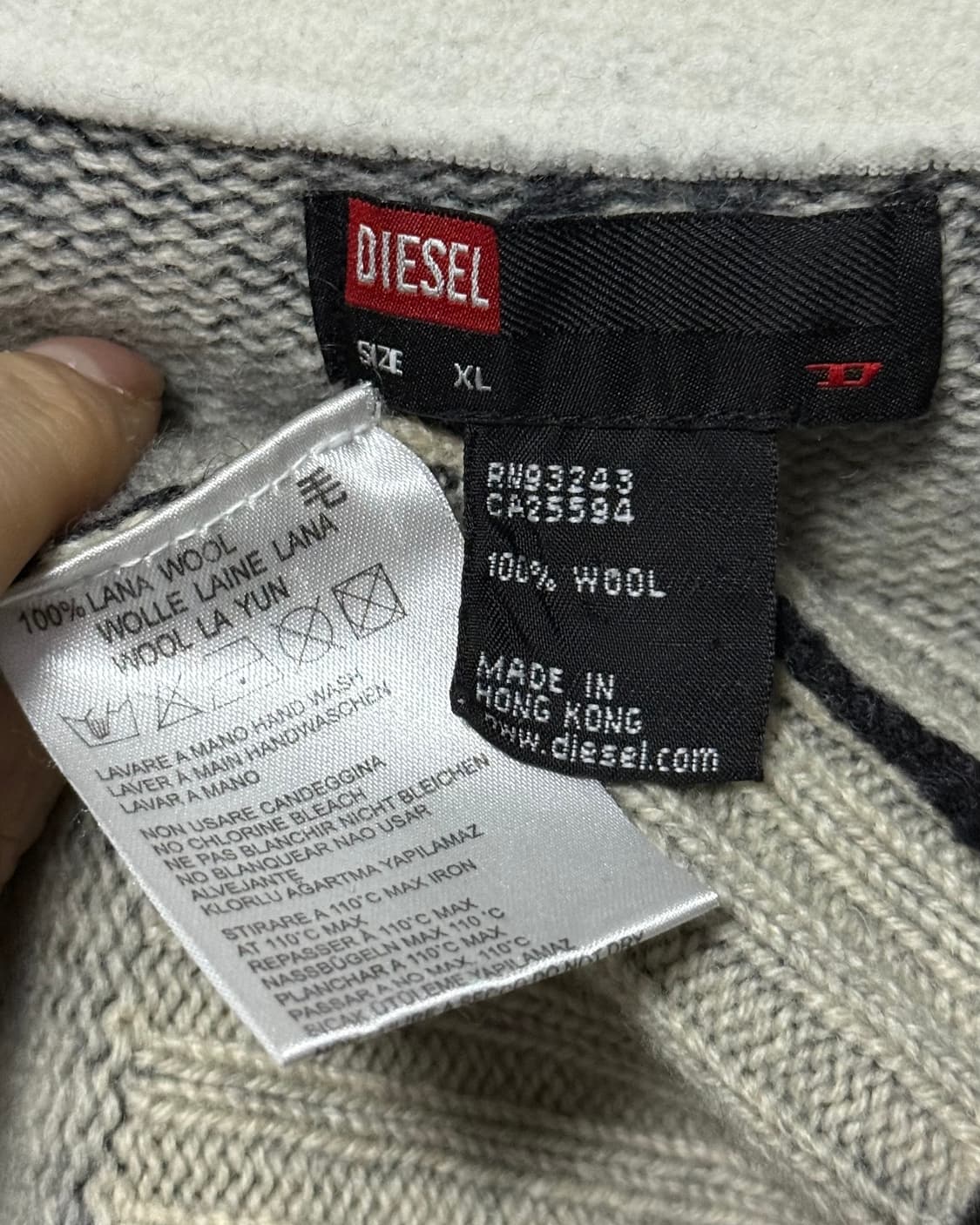 디젤 울 니트 골지 스웨터 하이넥 집업 가죽 지퍼 배색 고스 펑크 락 상품이미지8