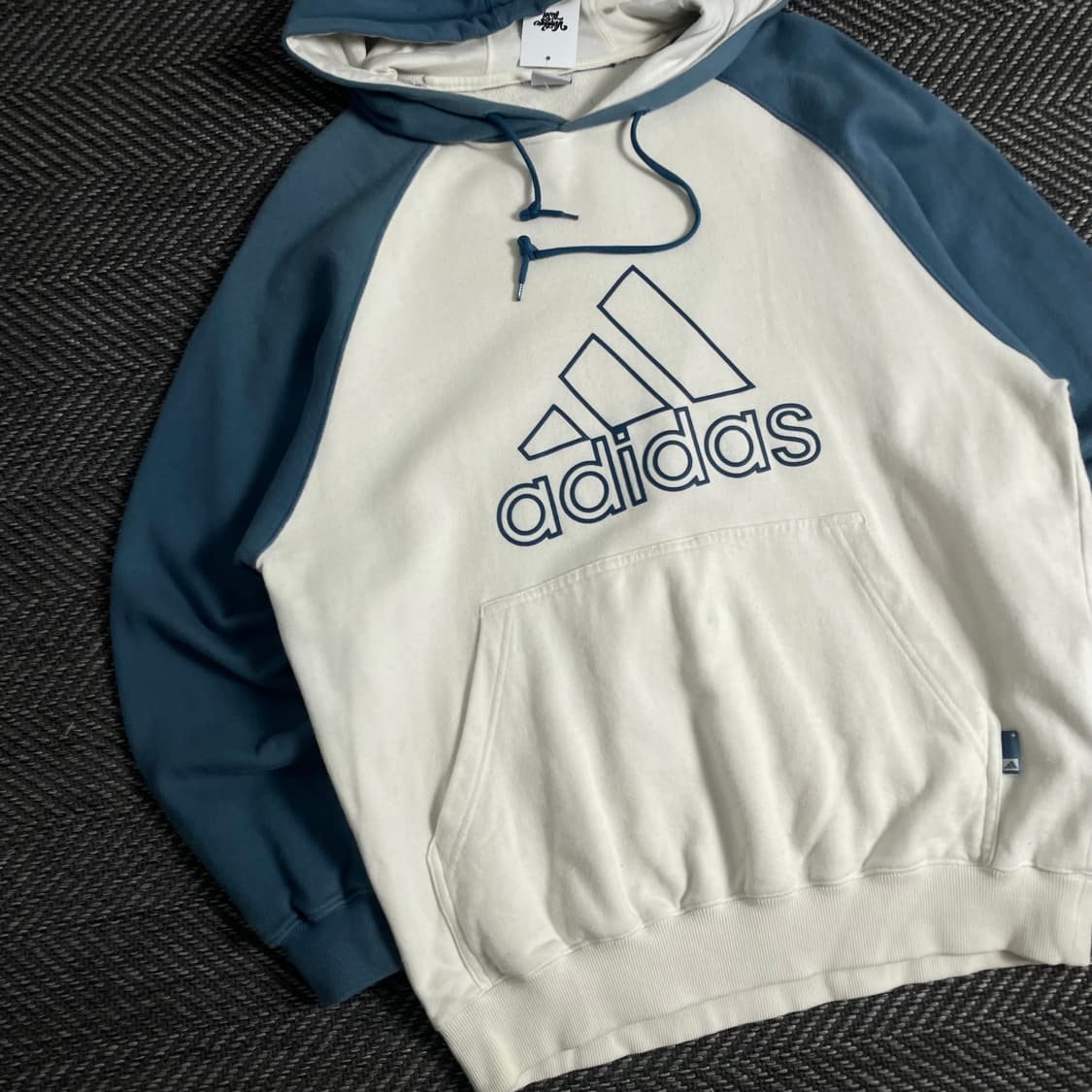 00s 아디다스 빅로고 배색 후드 티셔츠o 3436 상품이미지3