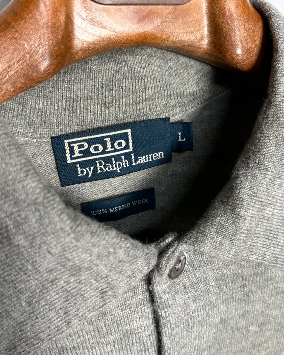 90's 폴로 랄프로렌 메리노 울 폴로셔츠 L [그레이] 상품이미지5