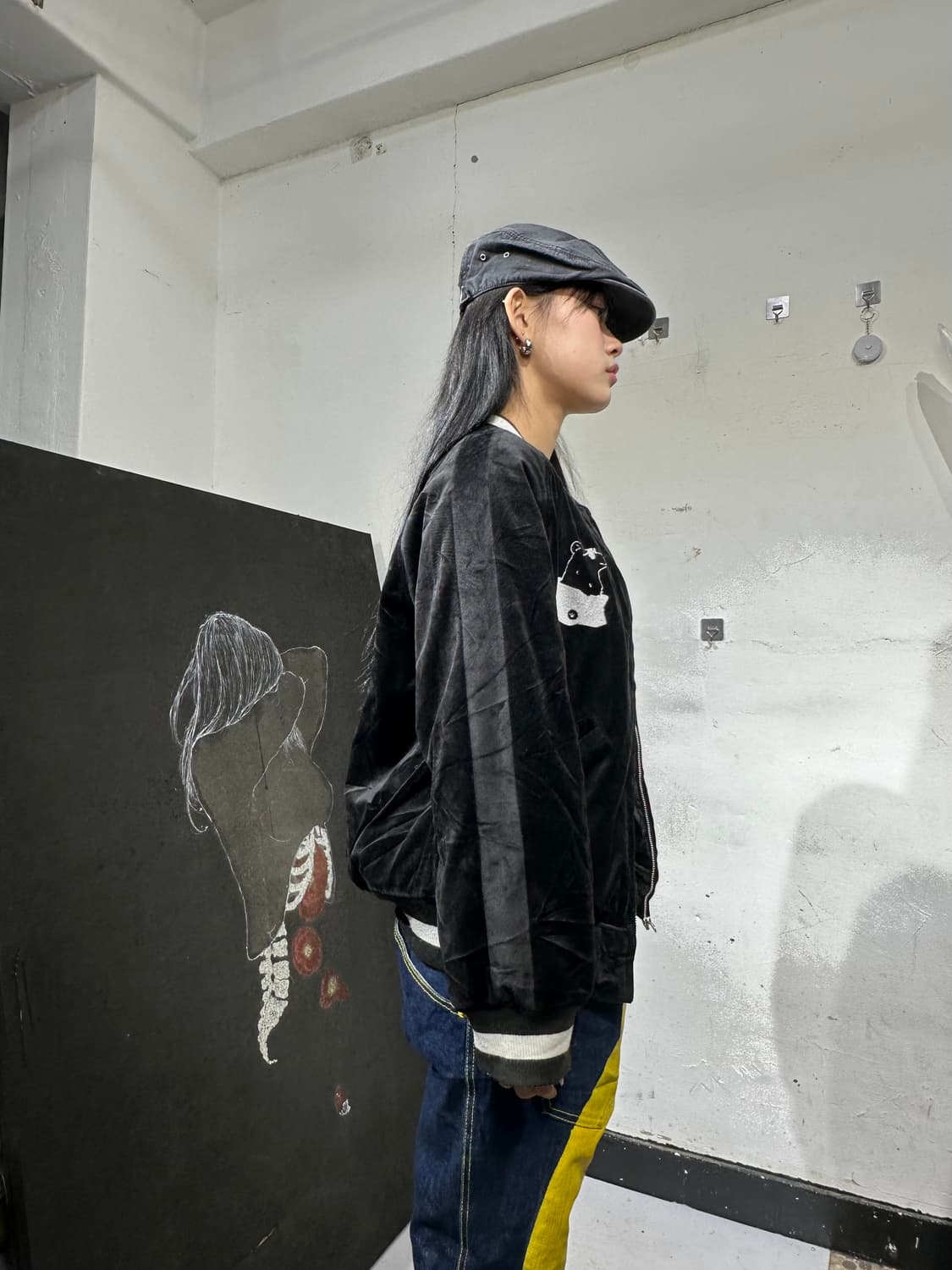 Jpn 일본빈티지 오리엔탈 블랙 벨벳 스카잔 자켓 상품이미지5