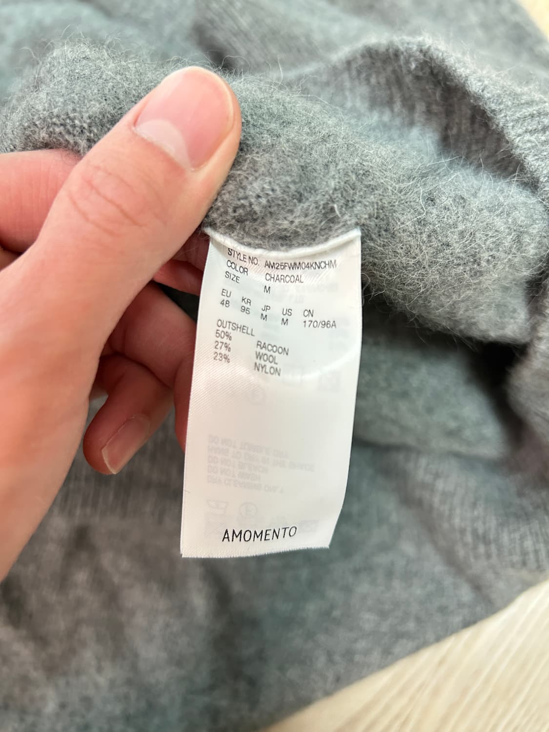 아모멘토 라쿤니트 차콜 M 25fw 상품이미지5