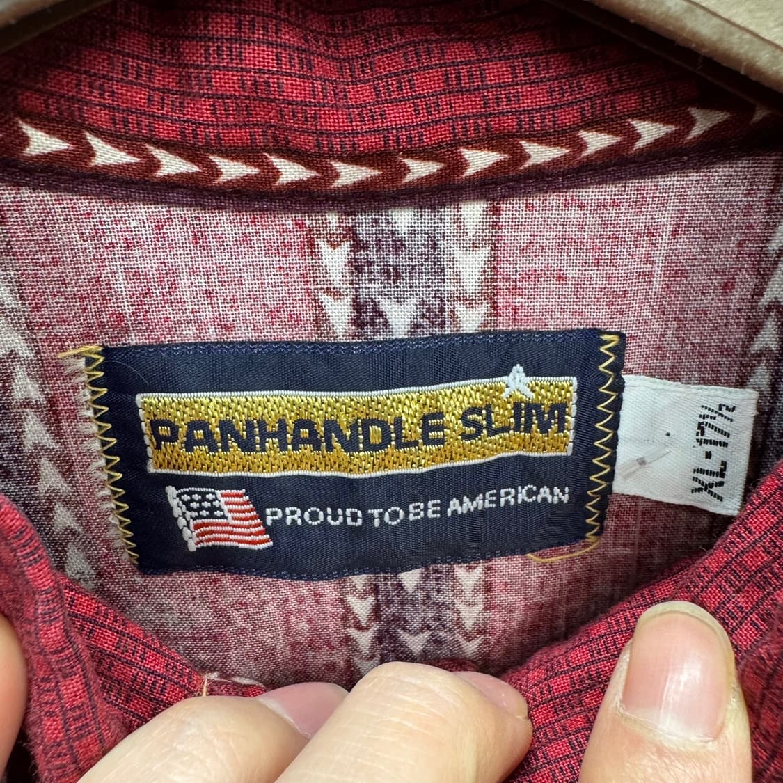 USA VTG 웨스턴 셔츠 스트라이프 패턴 투포켓 디테일 버건디 상품이미지5