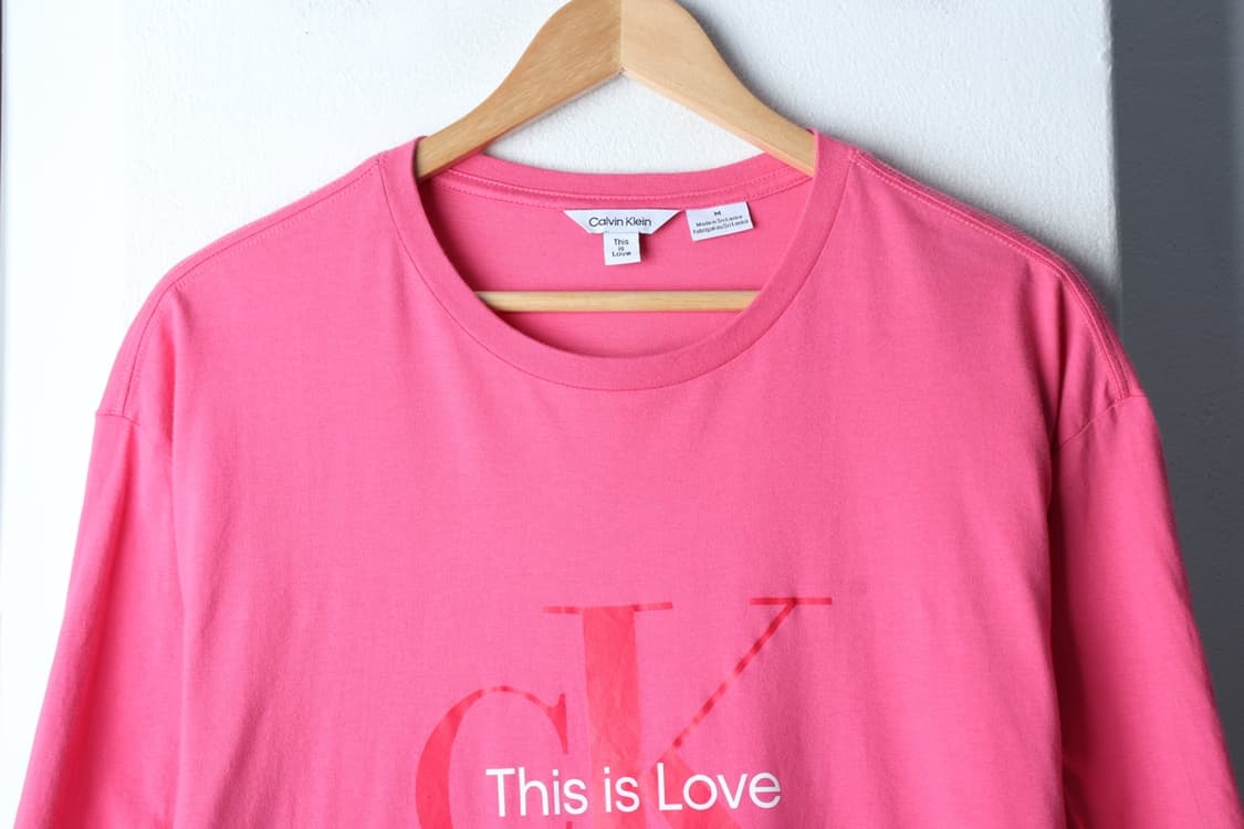 (M-XL) 캘빈클라인 반팔 티셔츠 빅로고 핑크 올드스쿨-H32474 상품이미지3