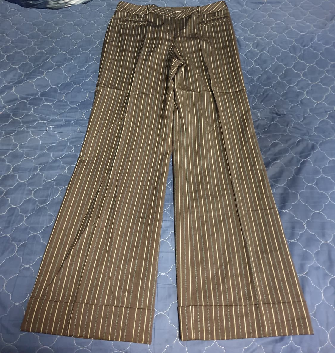 앤테일러 로프트 스트라이프 와이드 플레어핏 슬랙스 브라운 (30) 상품이미지1