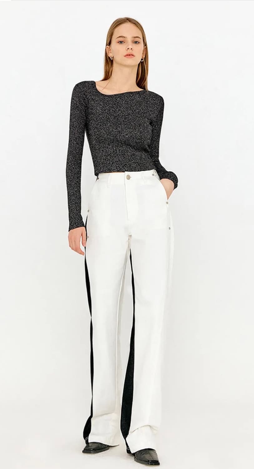 유즈 WAVE LINE GLITTER METAL KNIT TOP 상품이미지2