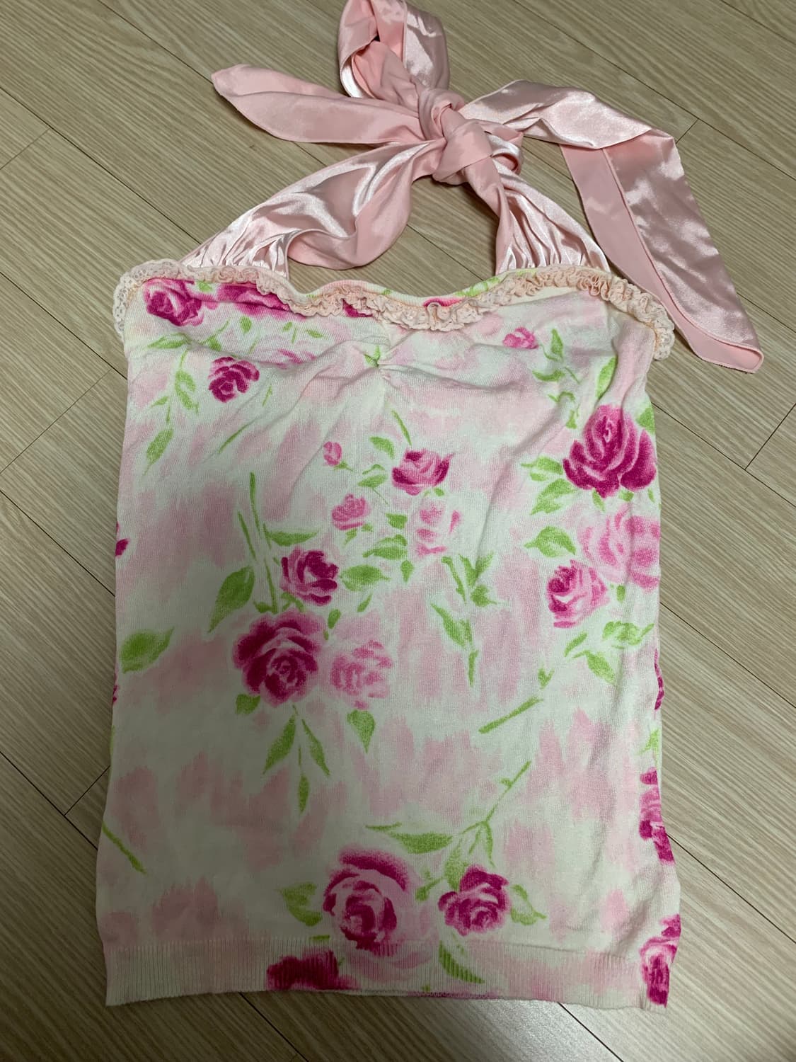 에눌가능)jesus diamante 지저스 디아망떼 홀터넥 나시 흐림장미 상품이미지1