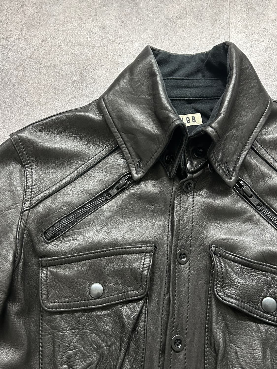 LGB Lambskin Cut Out Leather Shirts Jk 상품이미지3