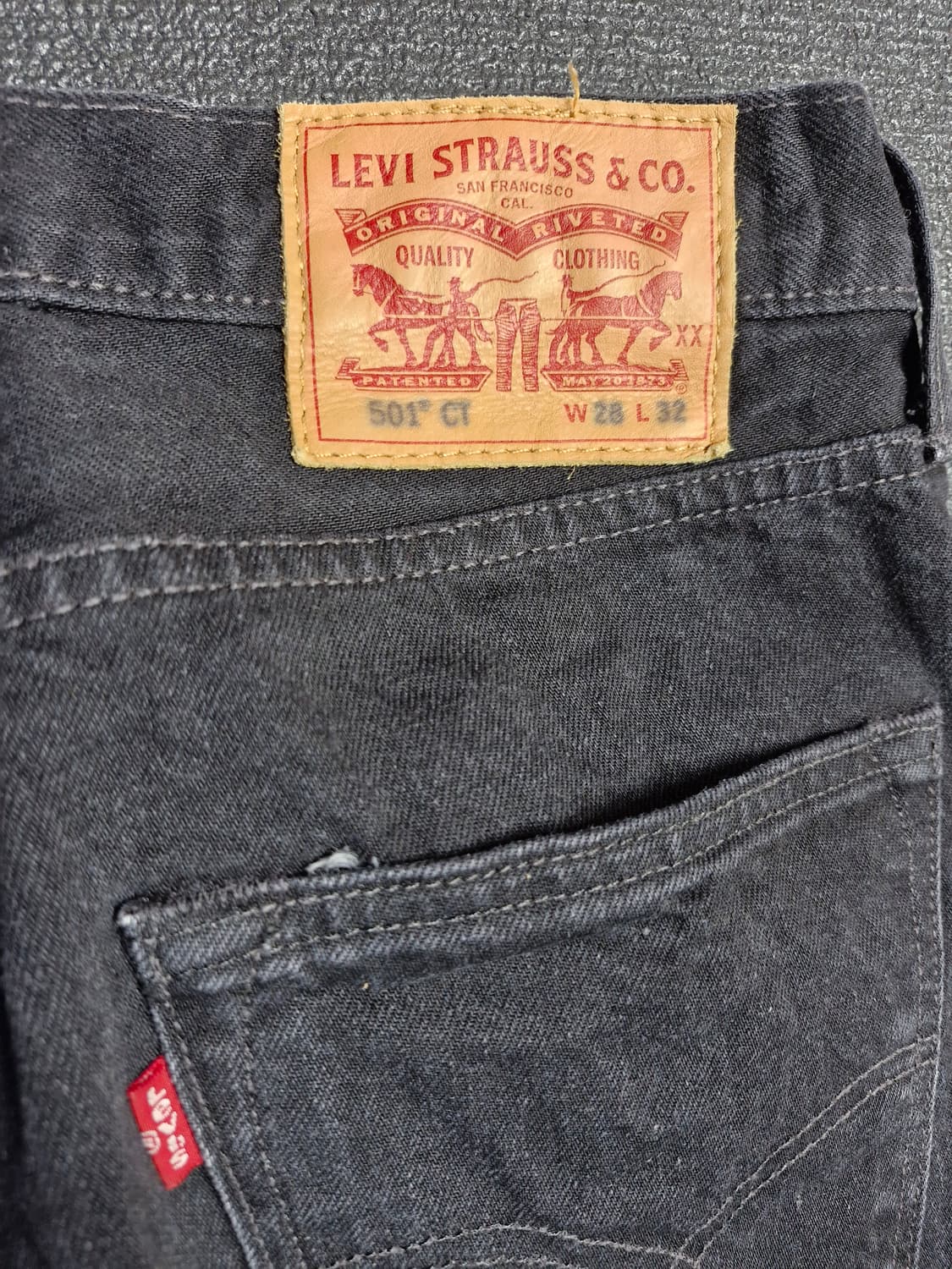 리바이스 501 CT 블랙진 W28 L32 상품이미지3