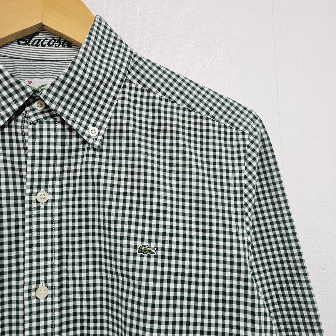 95 라코스테 그린 깅엄체크 셔츠 상품이미지2