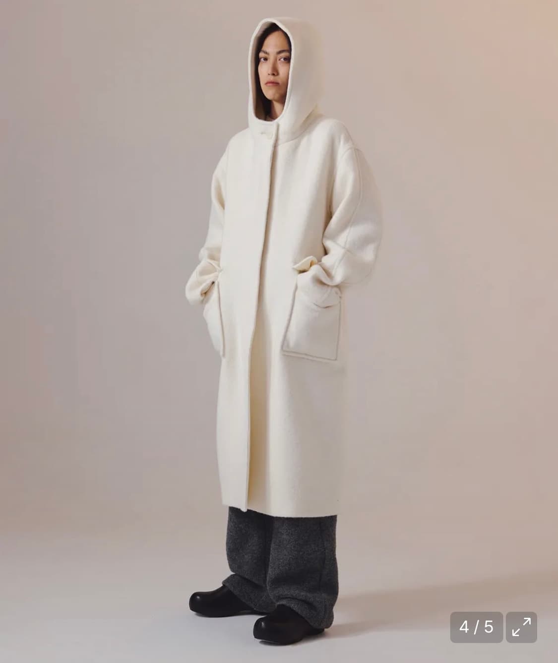 인사일런스 알파카 후드코트 m 아이보리 우먼 상품이미지3