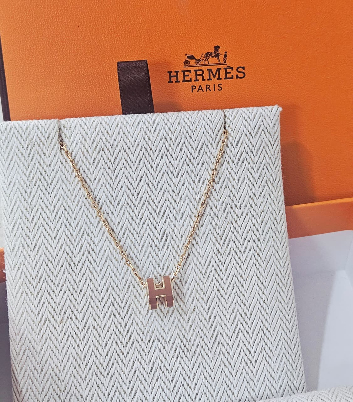 [상태최상] 에르메스 미니 팝아슈 목걸이 뉴골드 [정품/풀세트] 상품이미지1