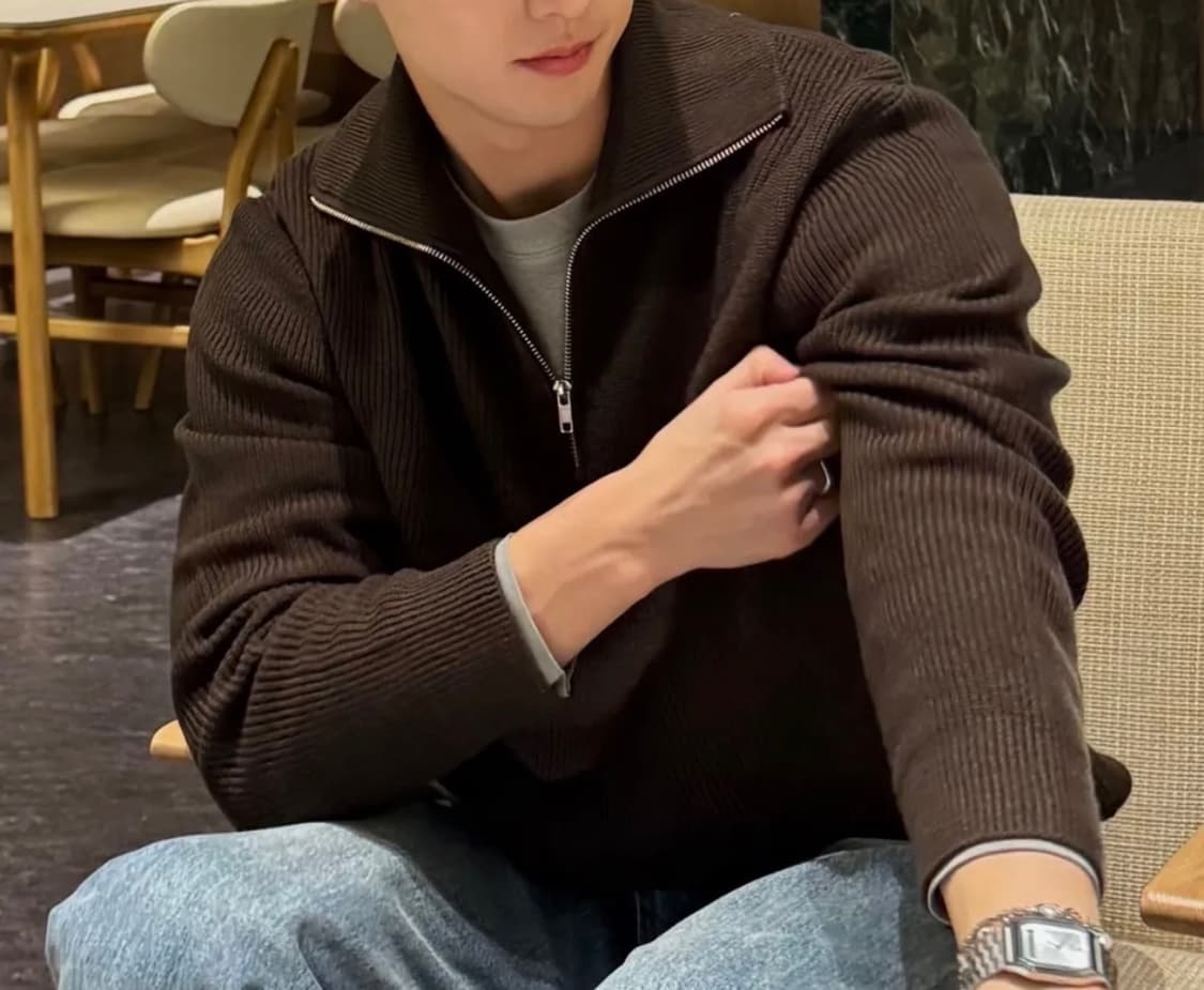 [100] 마인드브릿지 mindbridge 하프 집업니트 브라운 상품이미지1