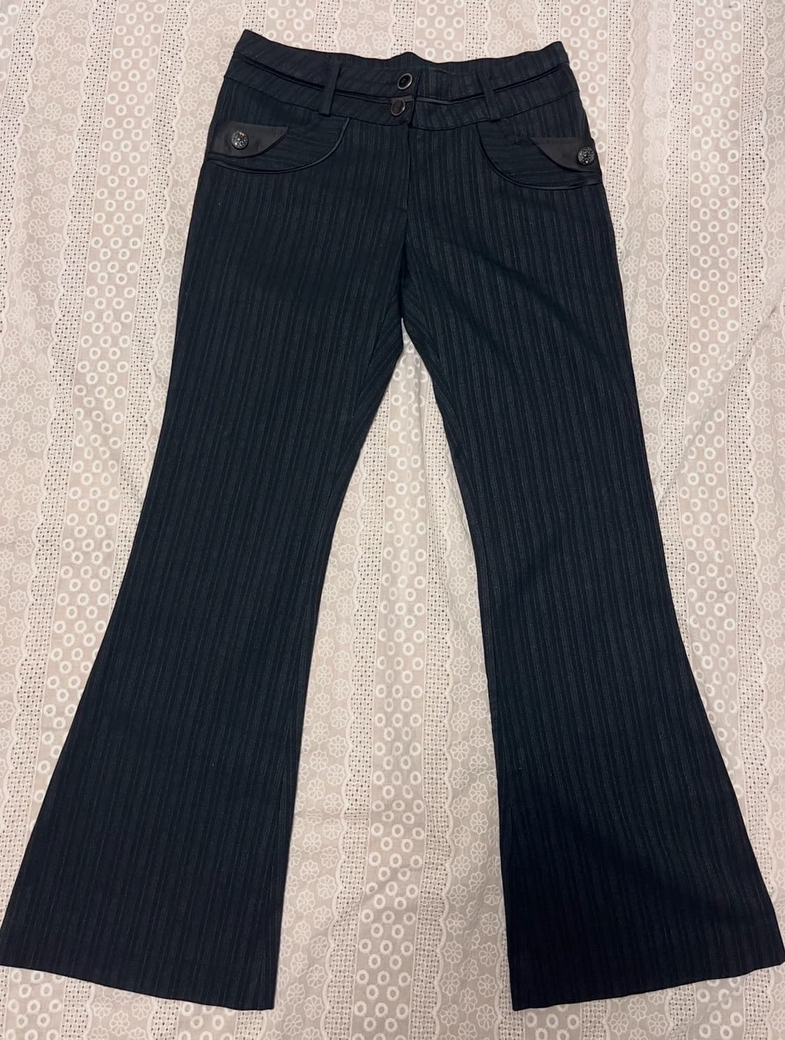 Black striped bootcut slacks  상품이미지3