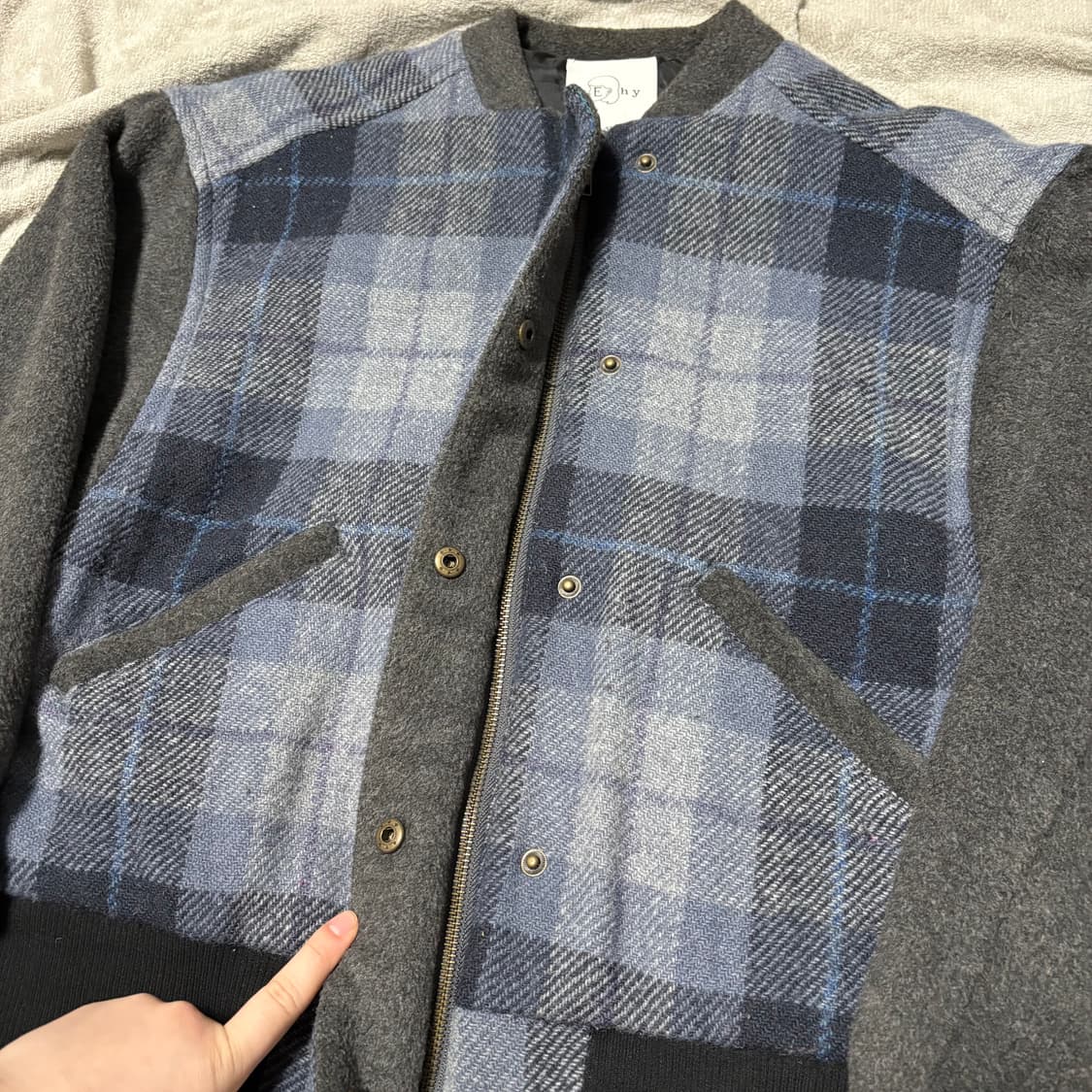E hyphen world gallery 해리스트위드 체크 울 자켓 상품이미지2