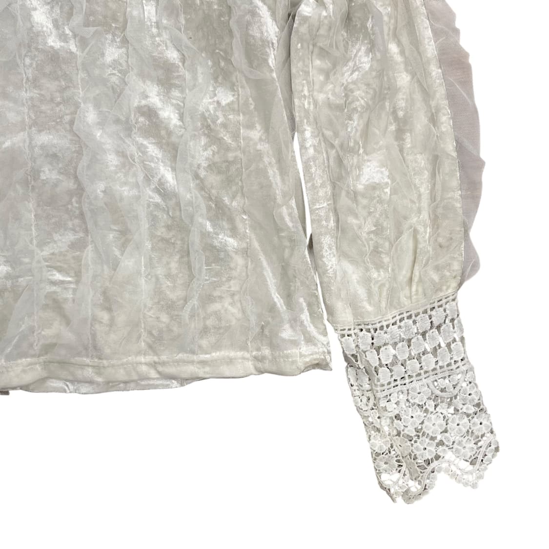 White Frill Velvet Sweatshirt 상품이미지3