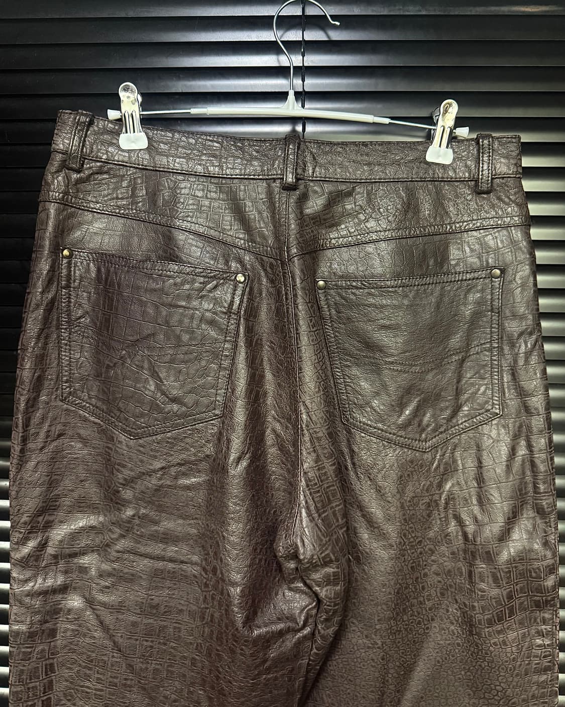 맨포토 악어 파이톤 소가죽 레더 일본 와이드 팬츠 L 31 고스펑크 고딕 상품이미지3