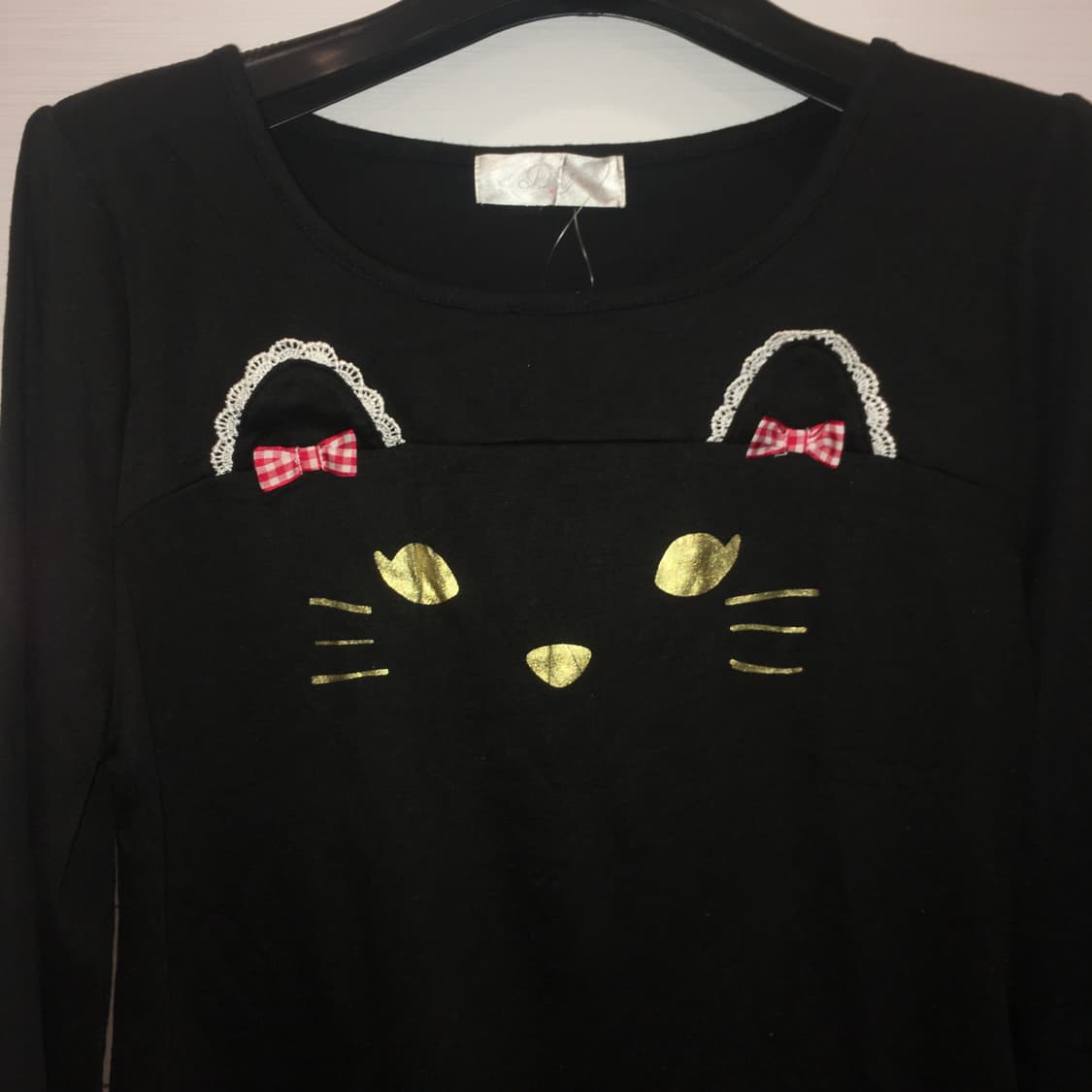 jpn vintage black cat ribbon frill t shi 상품이미지3