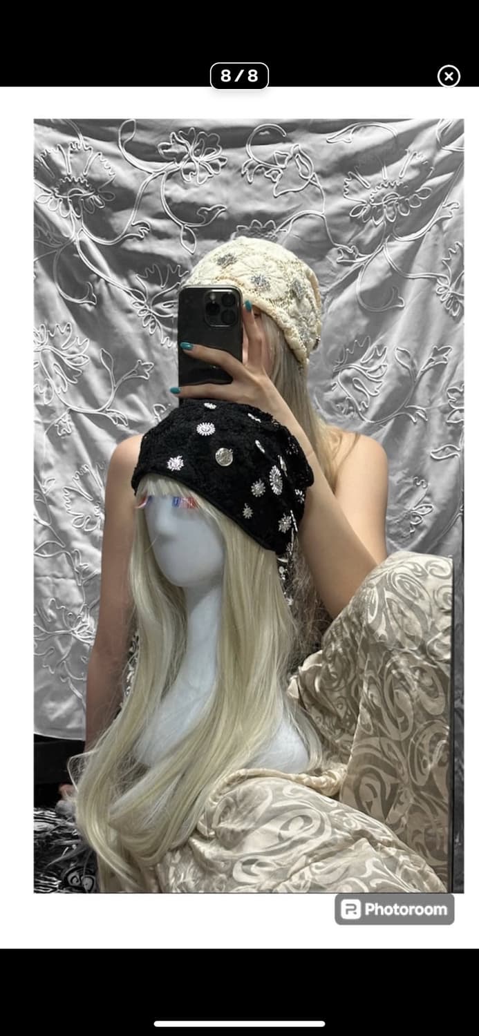 팬던트 레이스 핸드메이드 롱 비니 상품이미지8