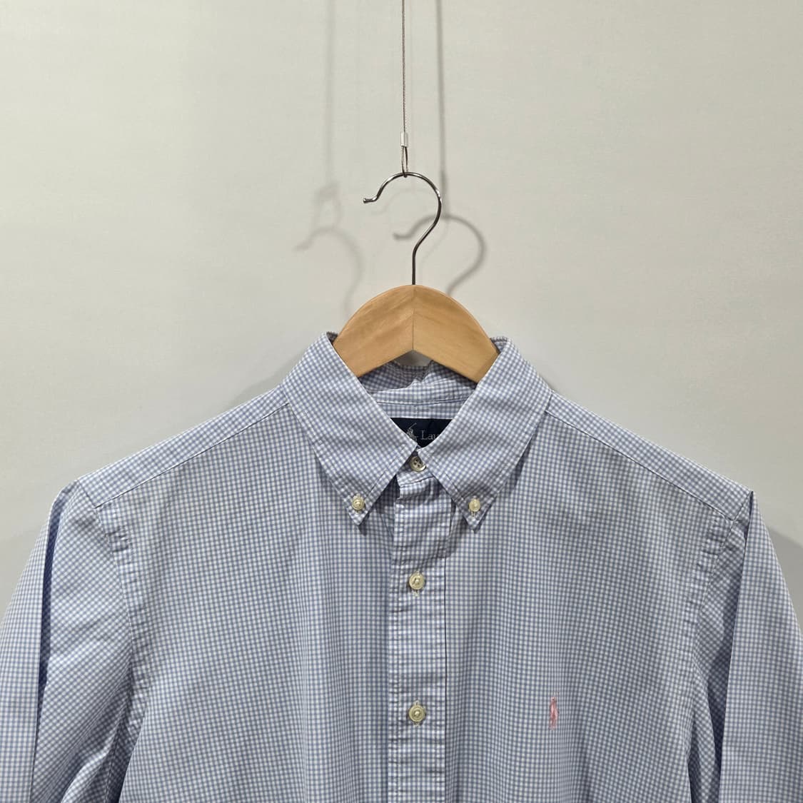 폴로랄프로렌 버튼다운 스카이블루 체크 반팔셔츠 M  상품이미지2