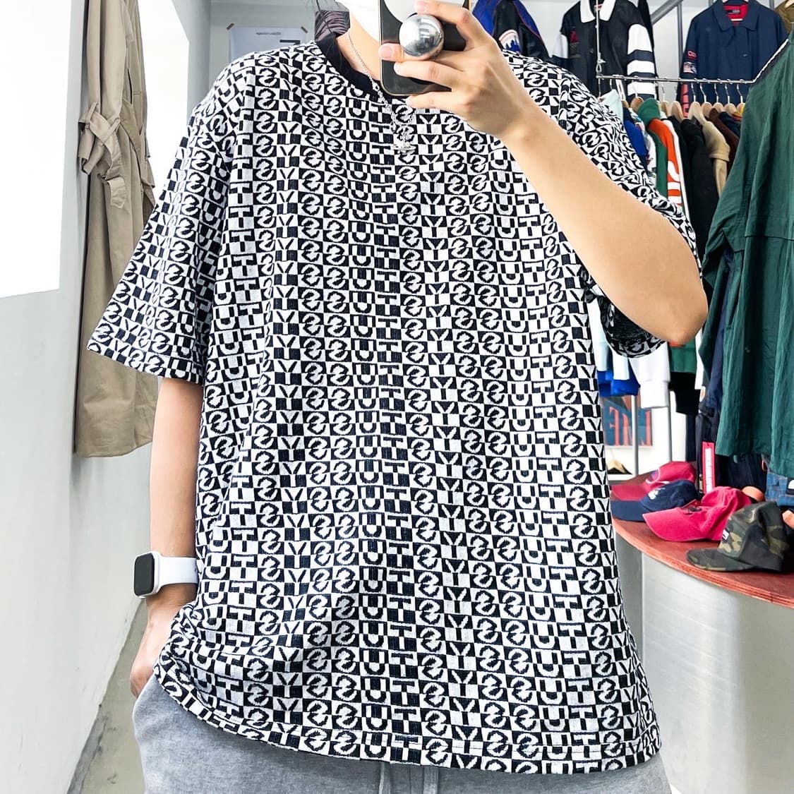 스투시 20SS 체크 크루 티셔츠 상품이미지1