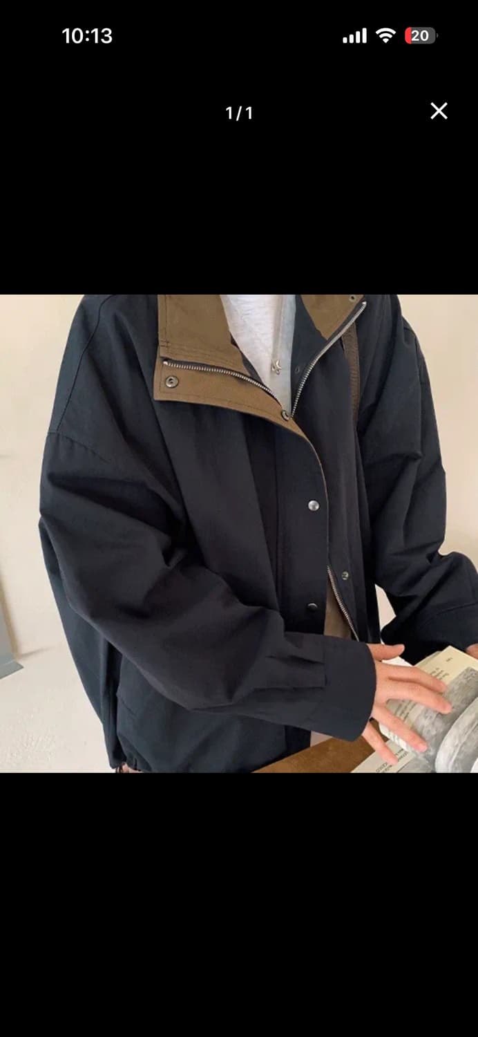 바온 텐닛 투웨이 배색 야상 자켓 네이비 상품이미지2