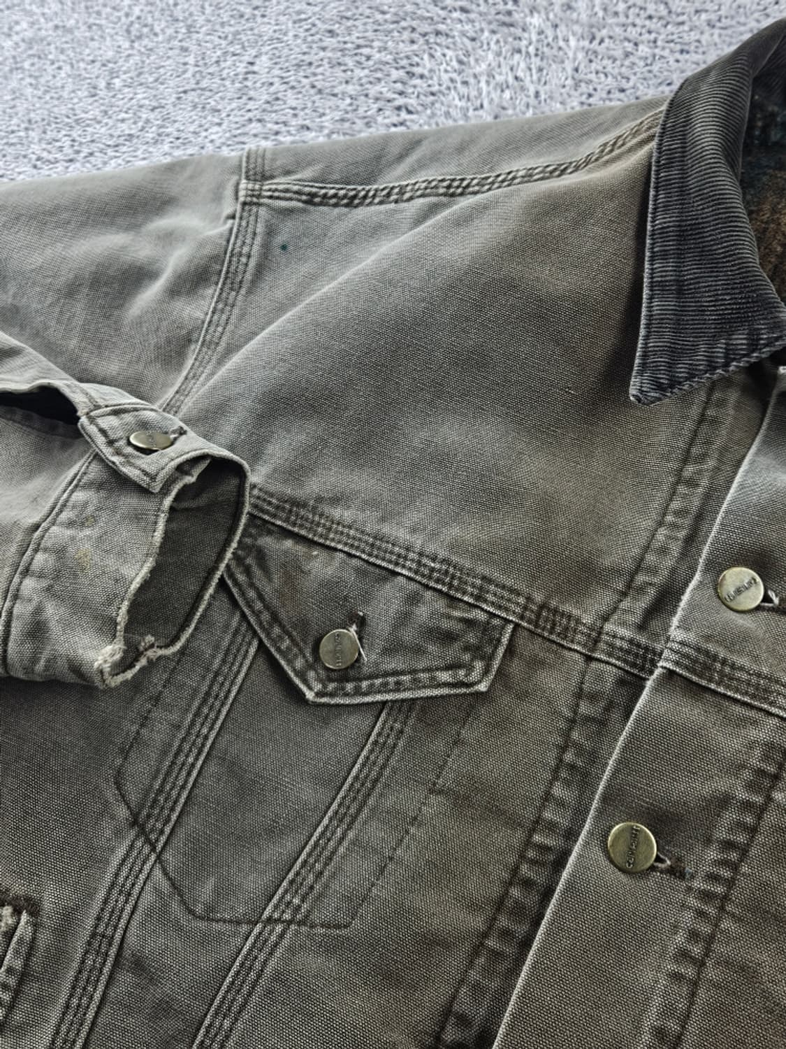 8~90's USA 칼하트J100덕캔버스 트러커 자켓 (XL)/10920 상품이미지7