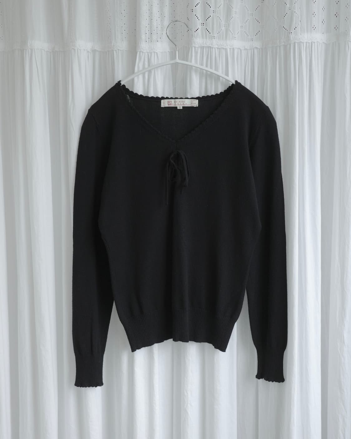 Ribbon lace black knit 상품이미지1