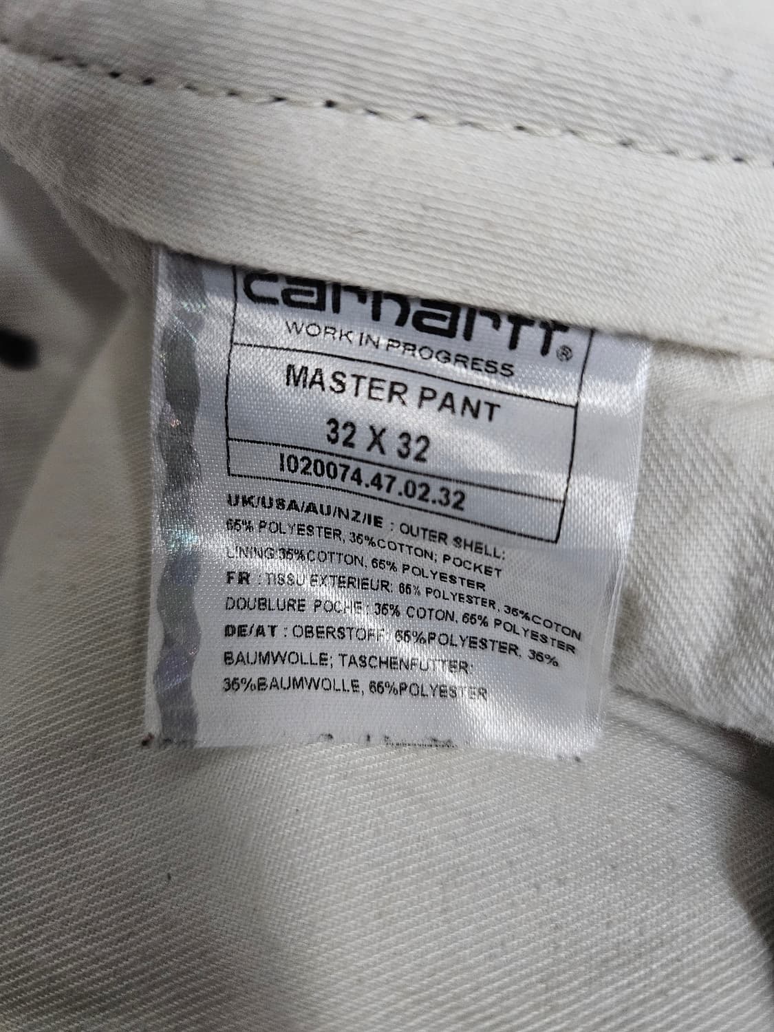 칼하트WIP 브라운 마스터팬츠 32 상품이미지4