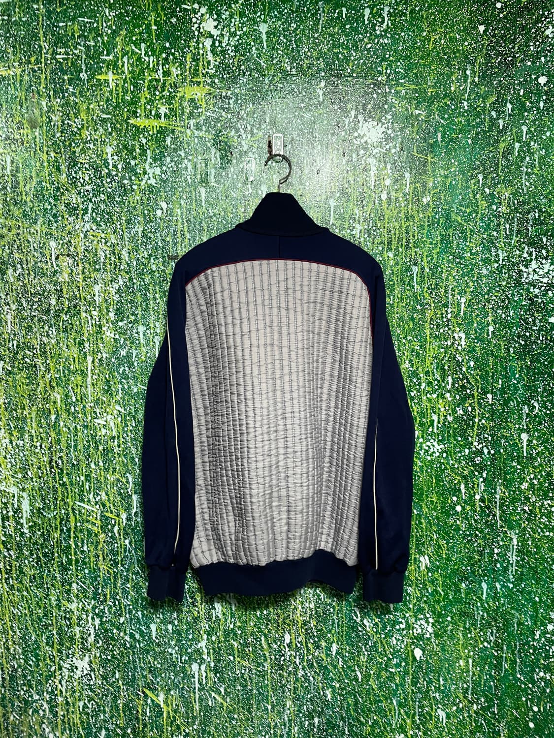 80s 아디다스 퀼팅 패딩 져지 집업 스카이블루 네이비 자켓 XL 상품이미지7