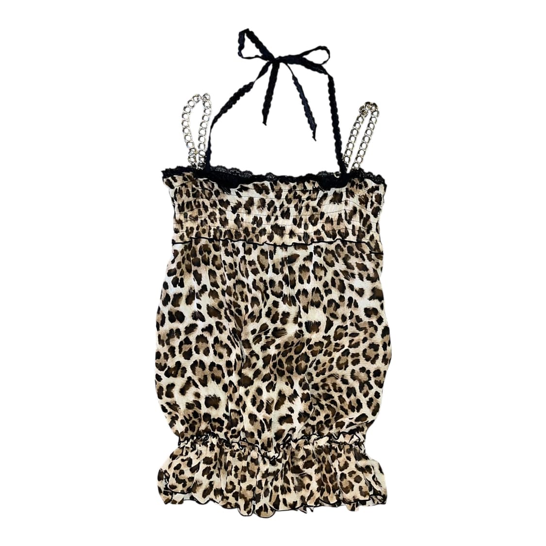 체인 끈 레이스 홀터넥 호피 탑 갸루y2k 상품이미지1