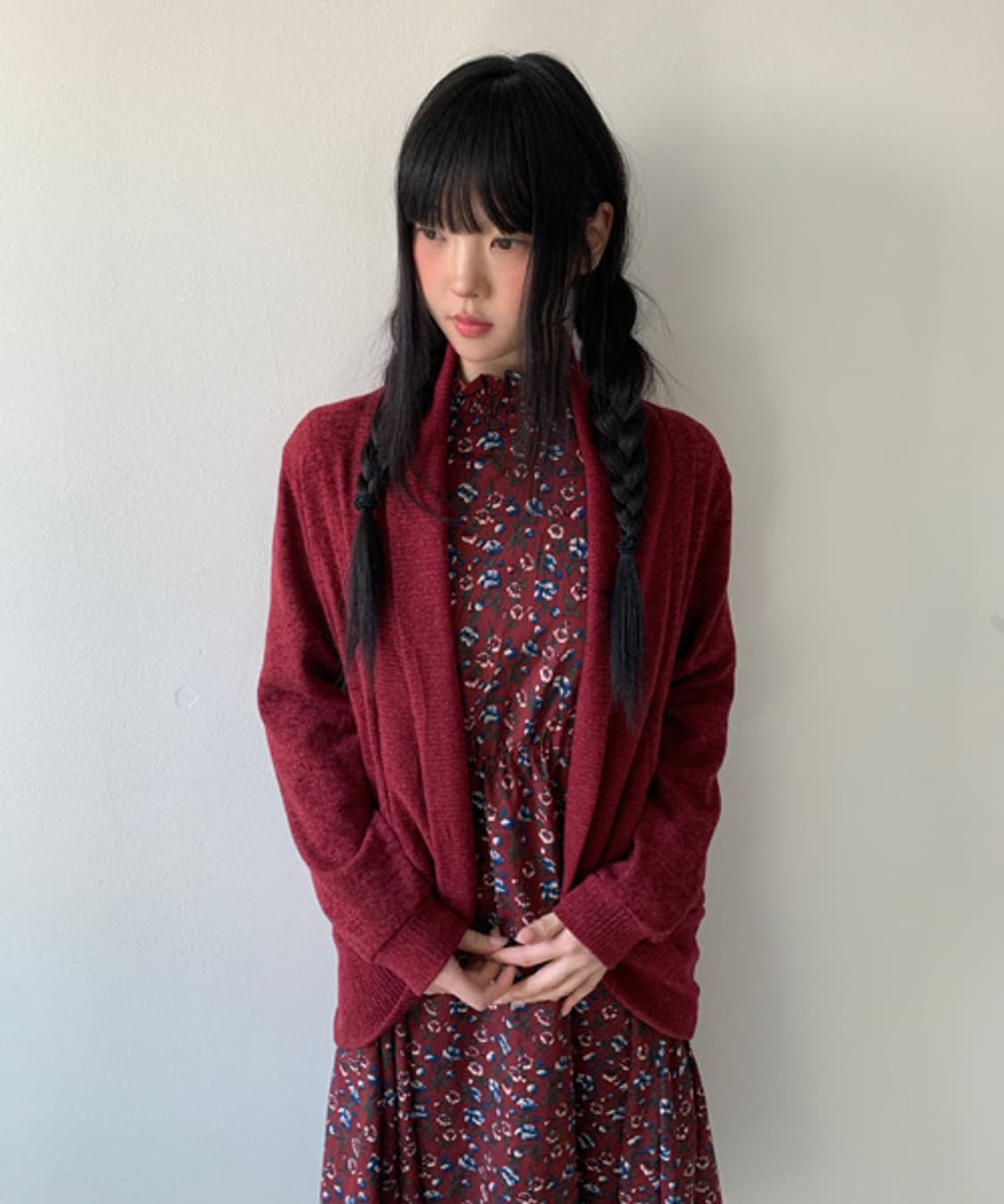 Robe loose cardigan(red) 상품이미지1