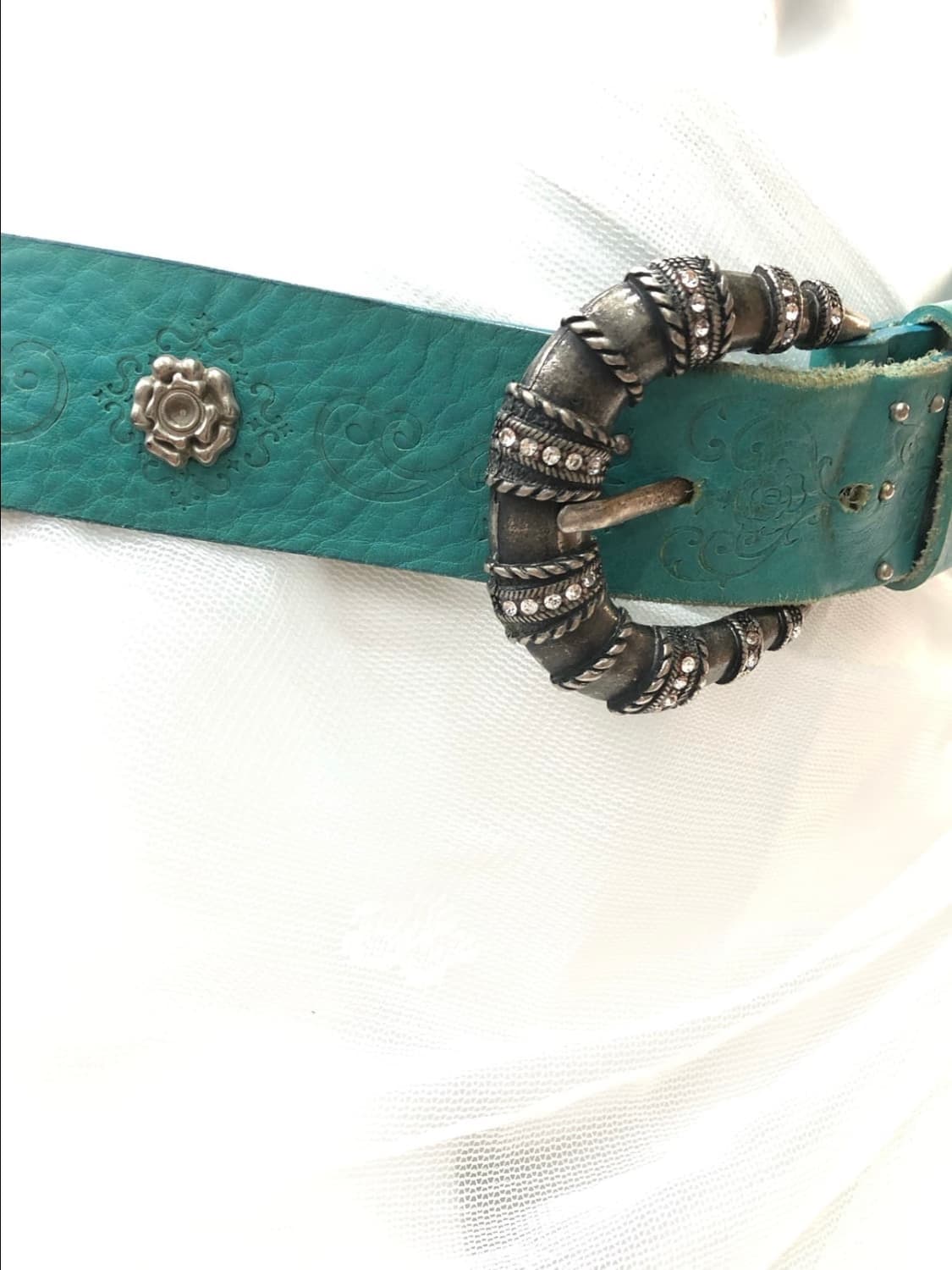 teal western buckle leather belt 상품이미지5