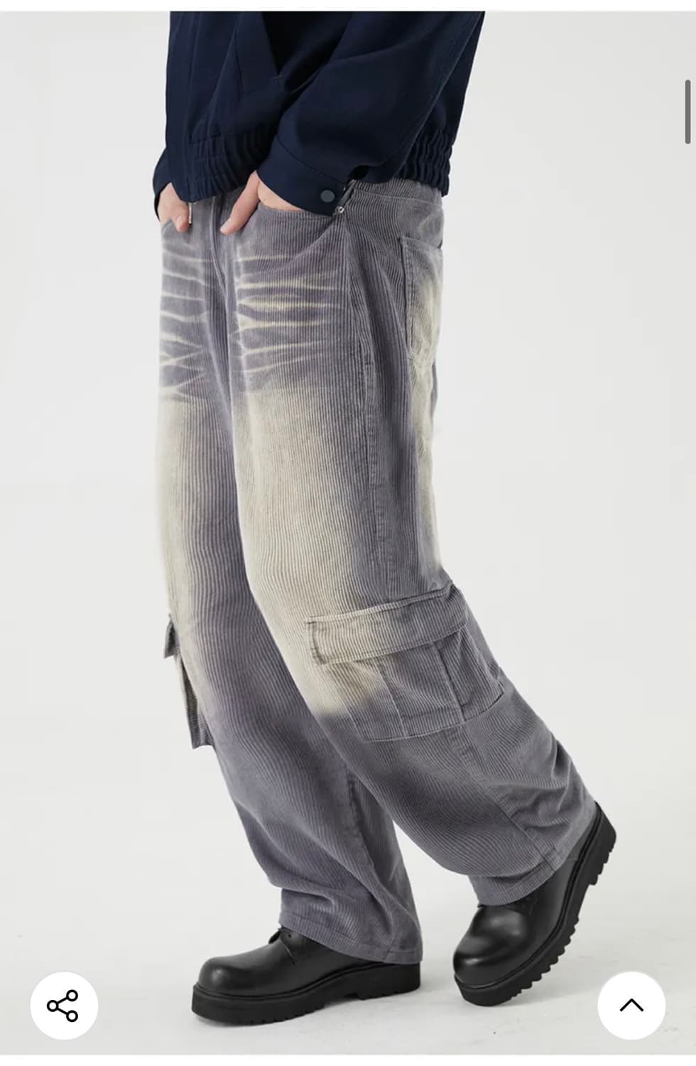 (L) 트릴리온 빈티지 워싱 코듀로이 와이드 카고 팬츠 (GRAY) 상품이미지6