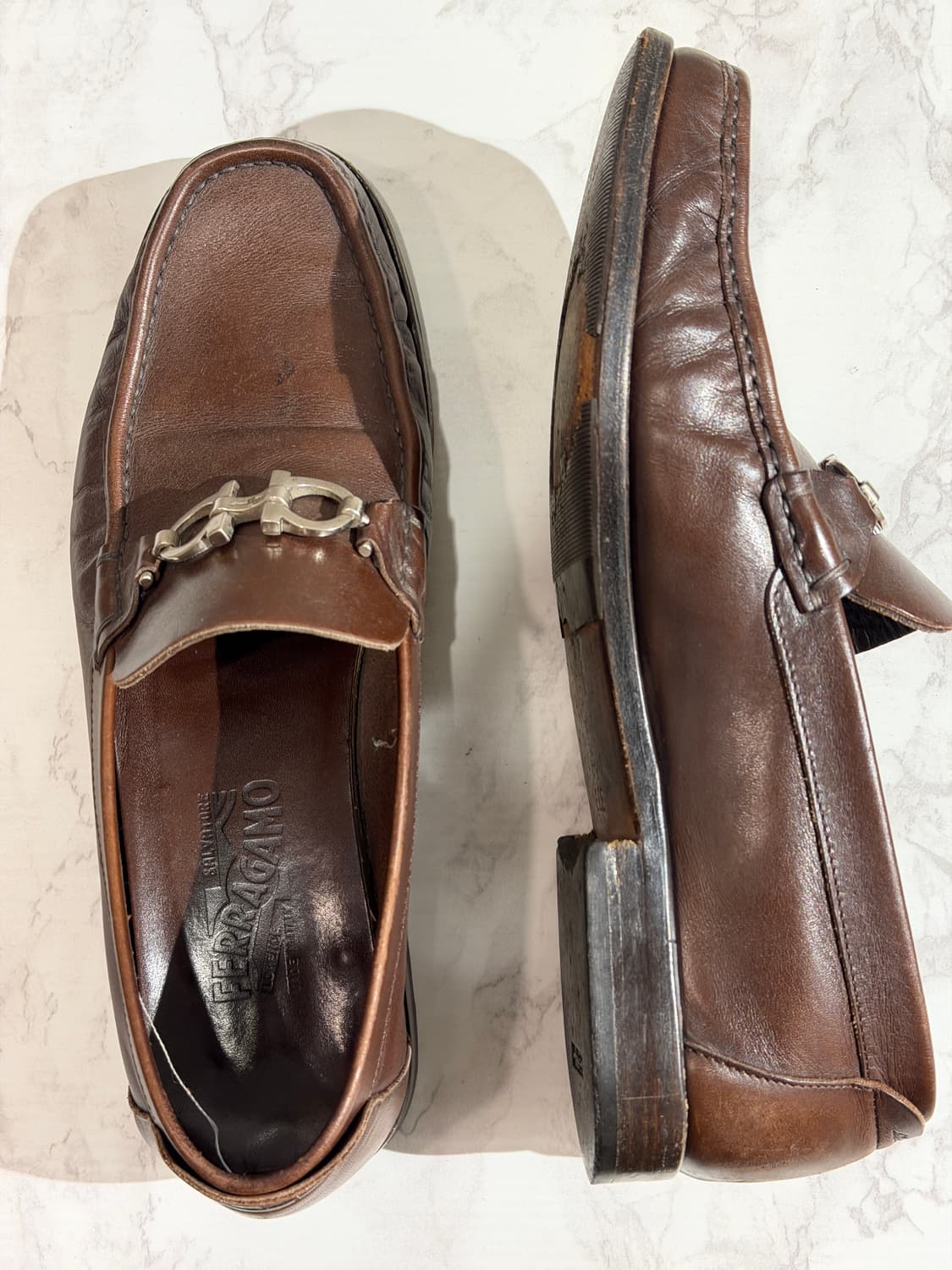 Salvatore Ferragamo 페라가모 브라운 가죽 로퍼 8.5 상품이미지5
