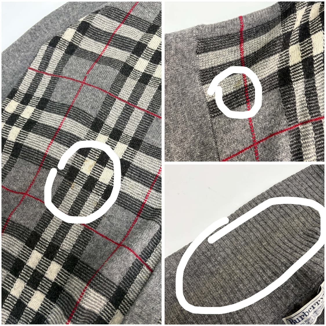 [44] 버버리 노바체크 램스울100% 숄카라 니트 가디건 상품이미지5