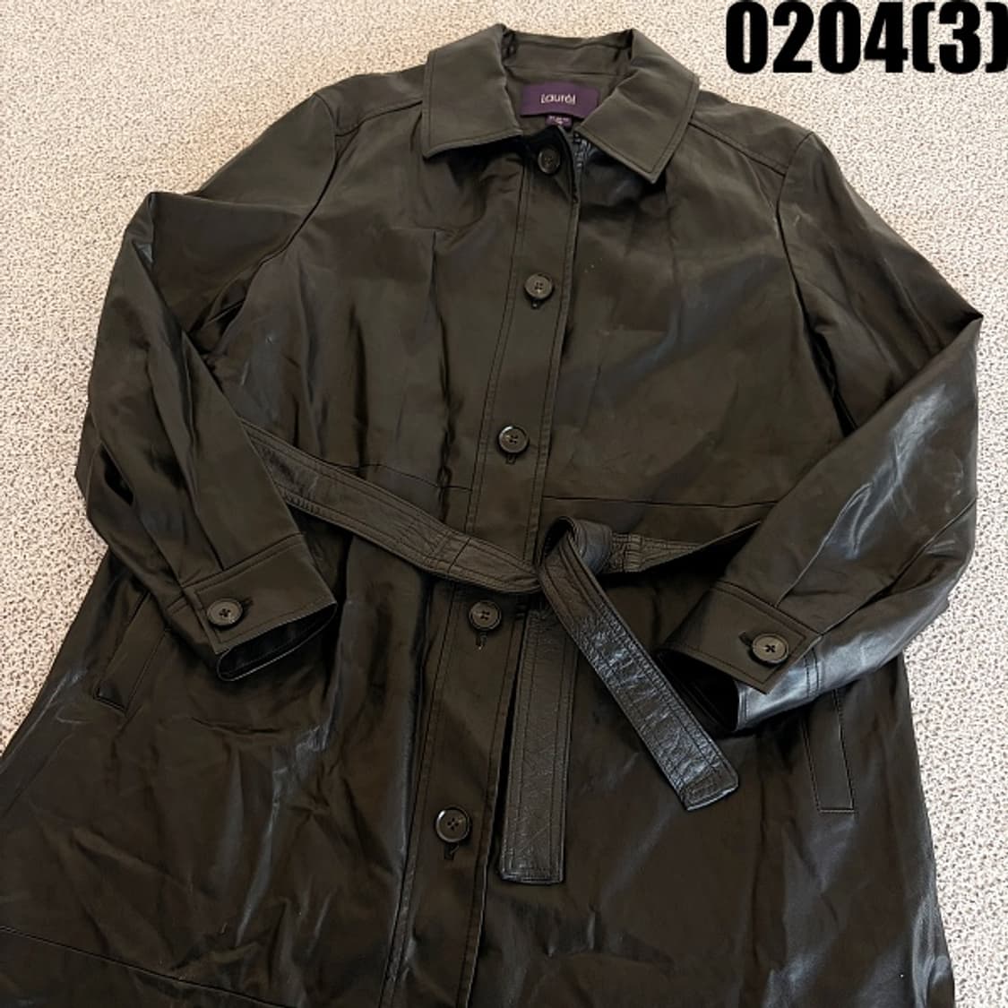 [88] 라우렐 여성 블랙 인조가죽 롱 코트 0204(3) 상품이미지2