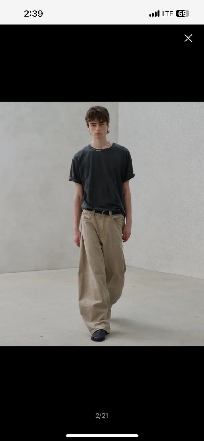 노운 와이드 커브드 데님 팬츠 상품이미지1