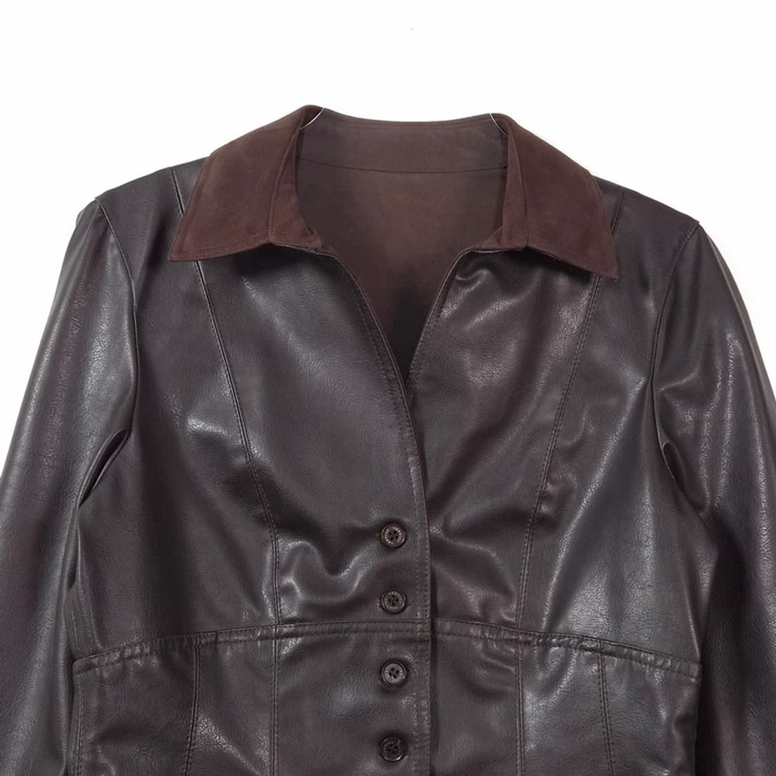 빈티지 딥브라운 페이크 레더 슬림핏 자켓 L 상품이미지3