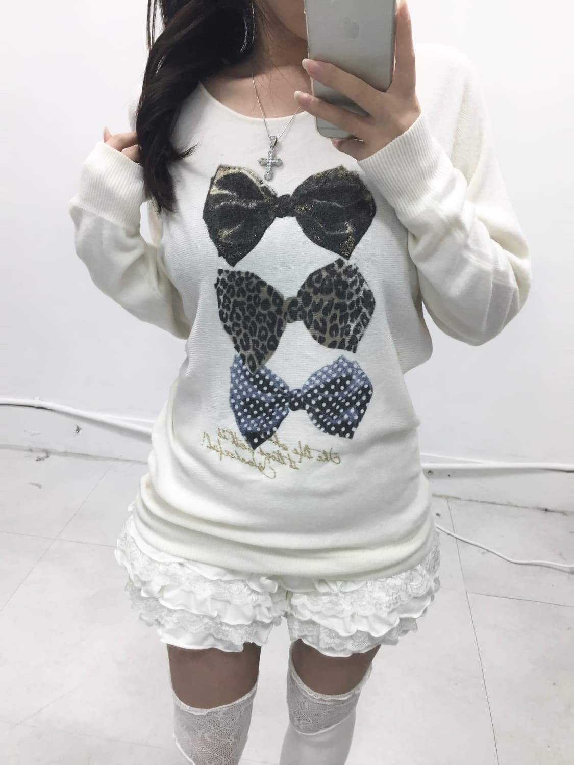 [GLEAM] 갸루 호피 레오파드 리본 롱슬리브 상품이미지2