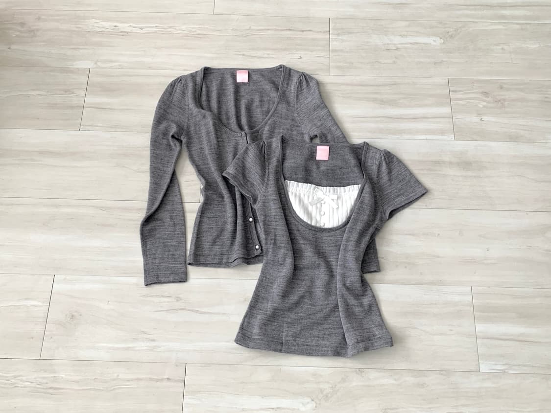 Lovley Grey Cardigan & Blouse Set 상품이미지5