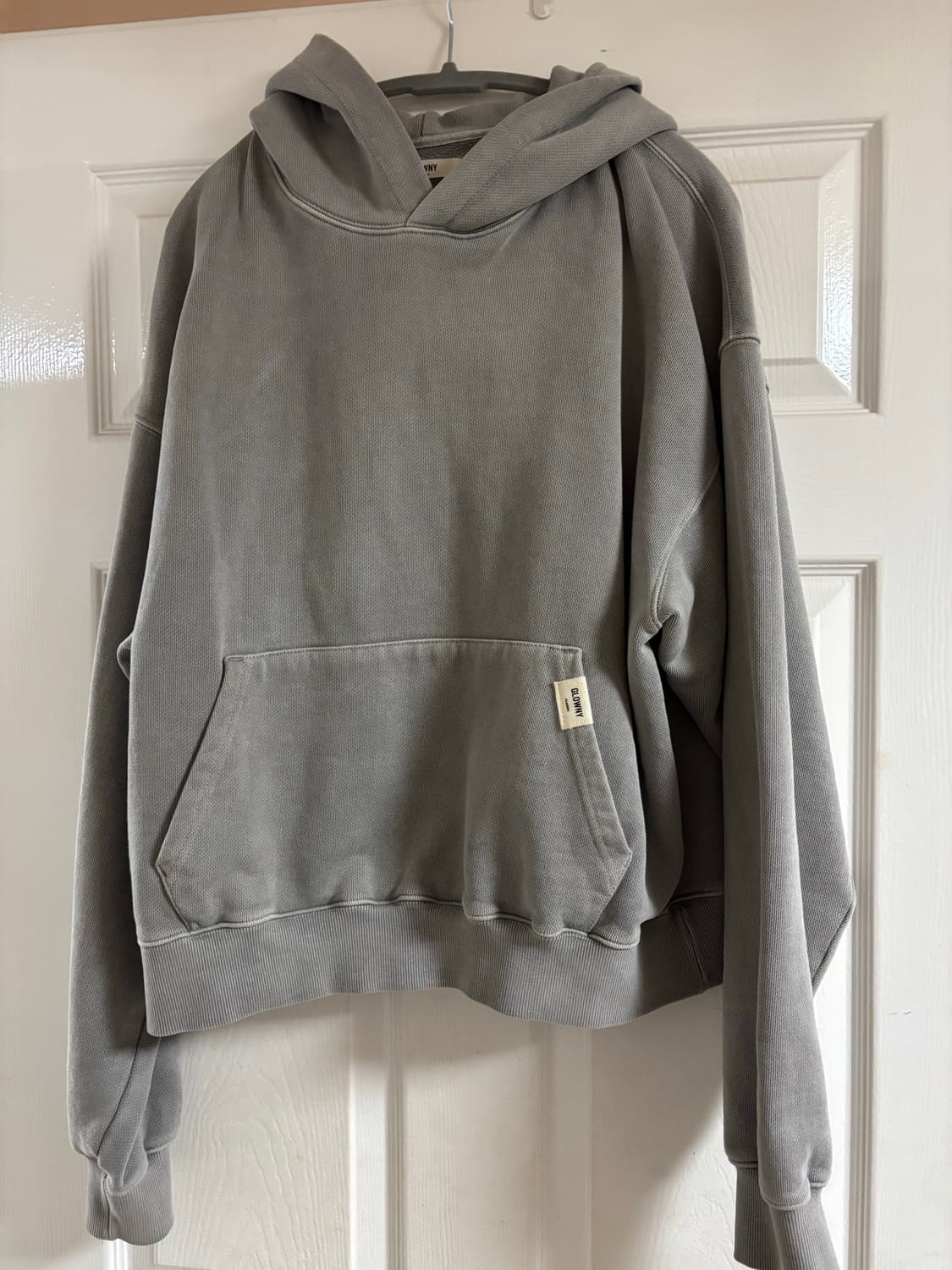 글로니 후드티 그레이 G CLASSIC WASHED BOXY HOODIE 상품이미지3