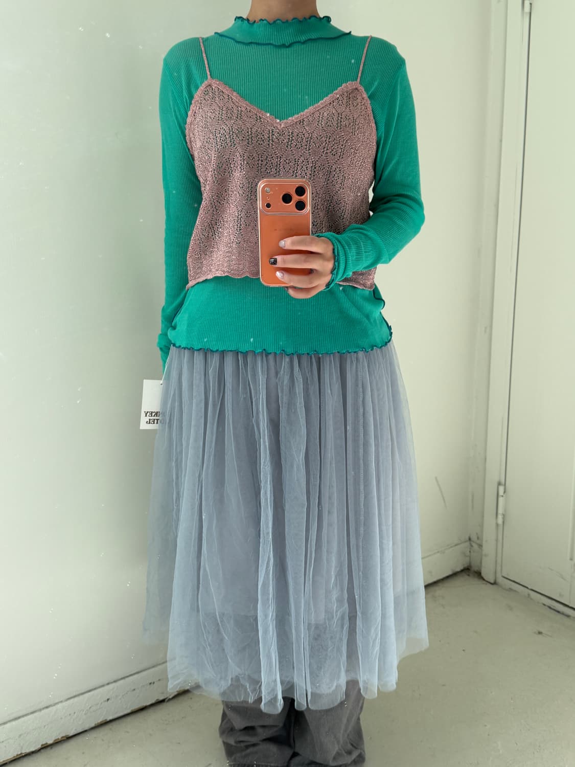 일본빈티지 핑크 레이어드 뷔스티에 탑 상품이미지3