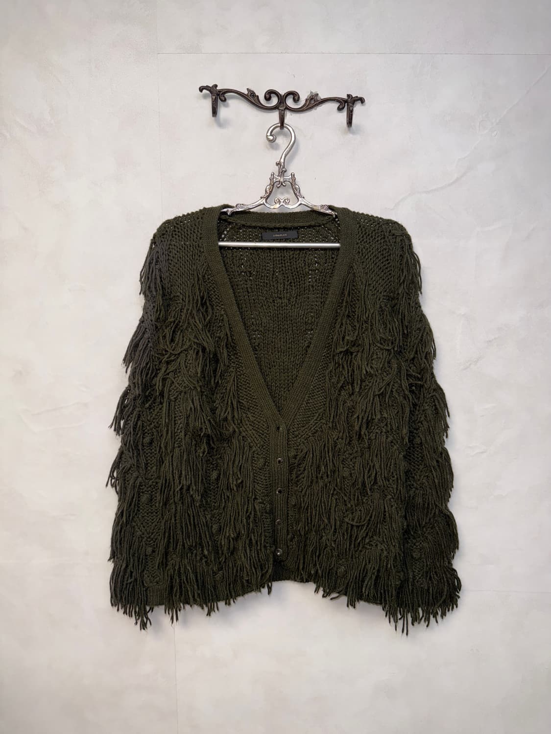 Deep khaki alpaca wool grunge fringe cd 상품이미지1