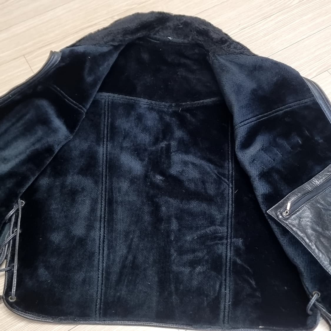 80s 양가죽 무스탕 블랙 가죽 베스트 조끼(xl) 상품이미지5