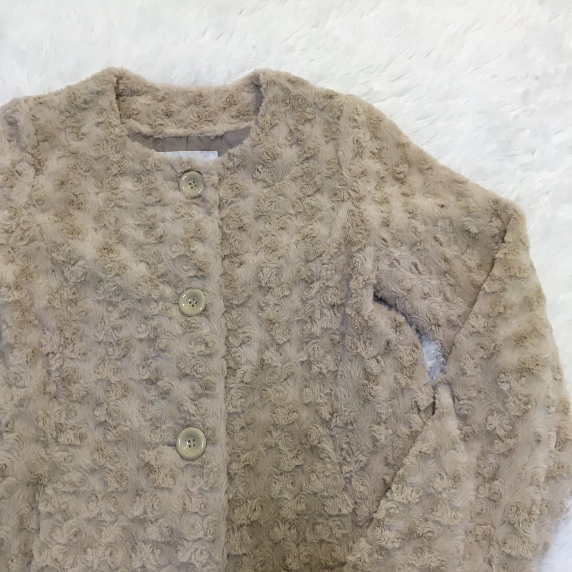 빈티지 아이보리 로즈 퍼 자켓 y2k 스트릿 갸루 펑키 일본빈티지726  상품이미지3