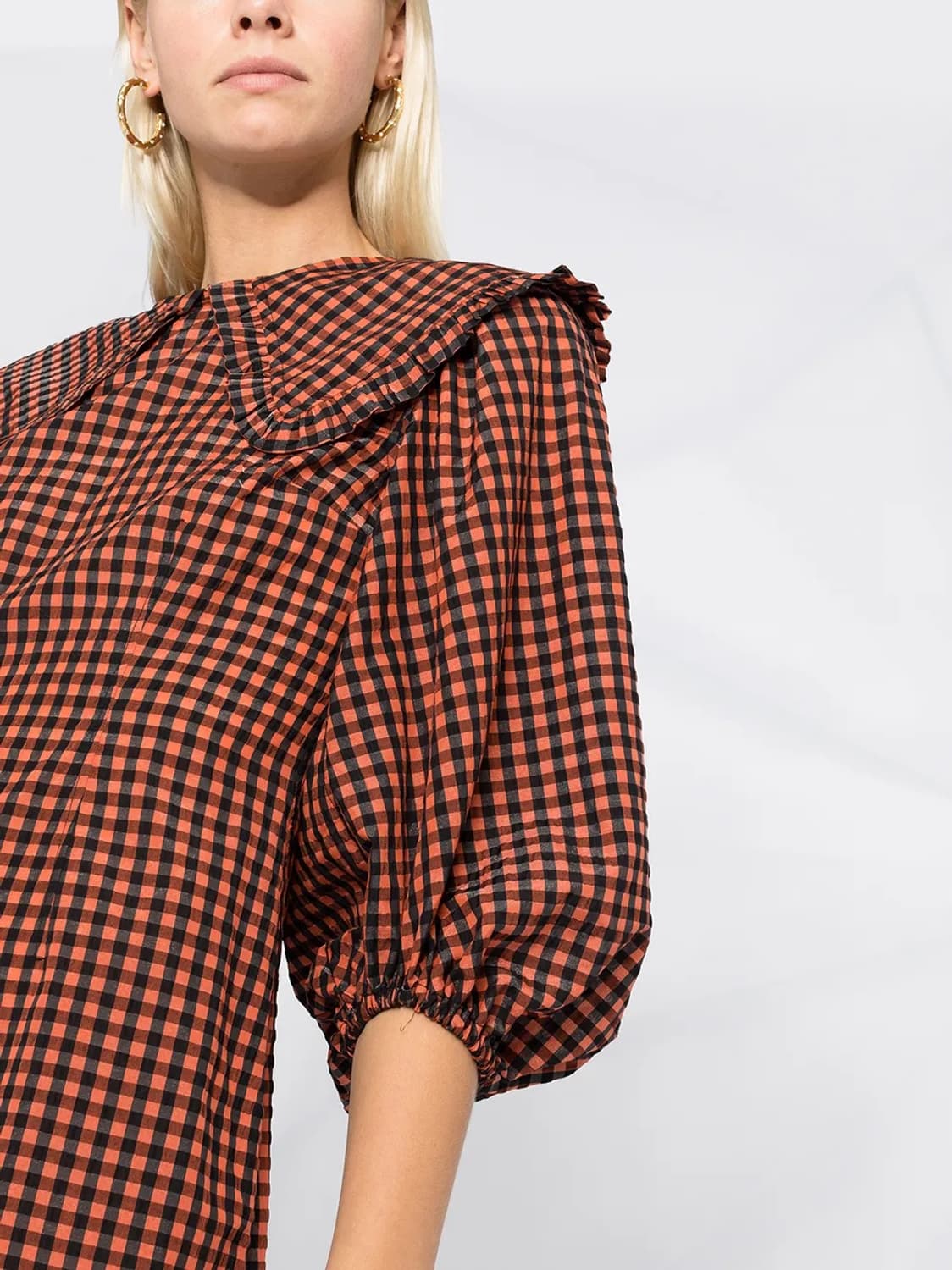 ganni 가니 시어서커 체크 미니 드레스 상품이미지3