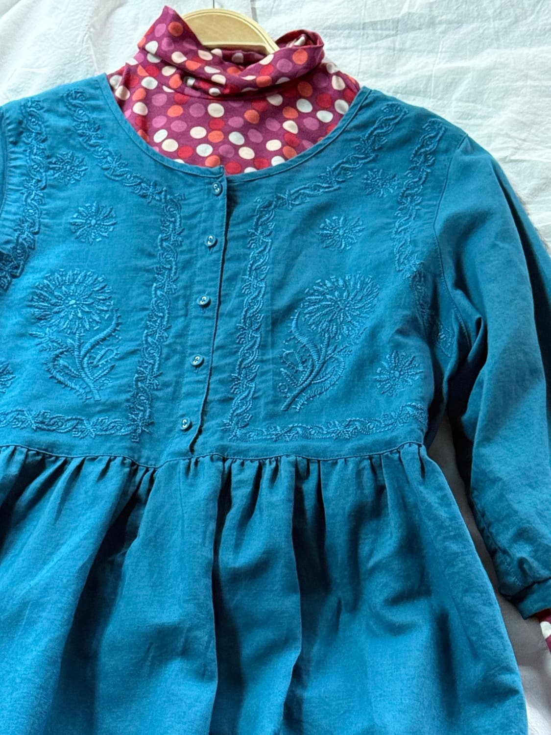 청록 자수 원피스 상품이미지1