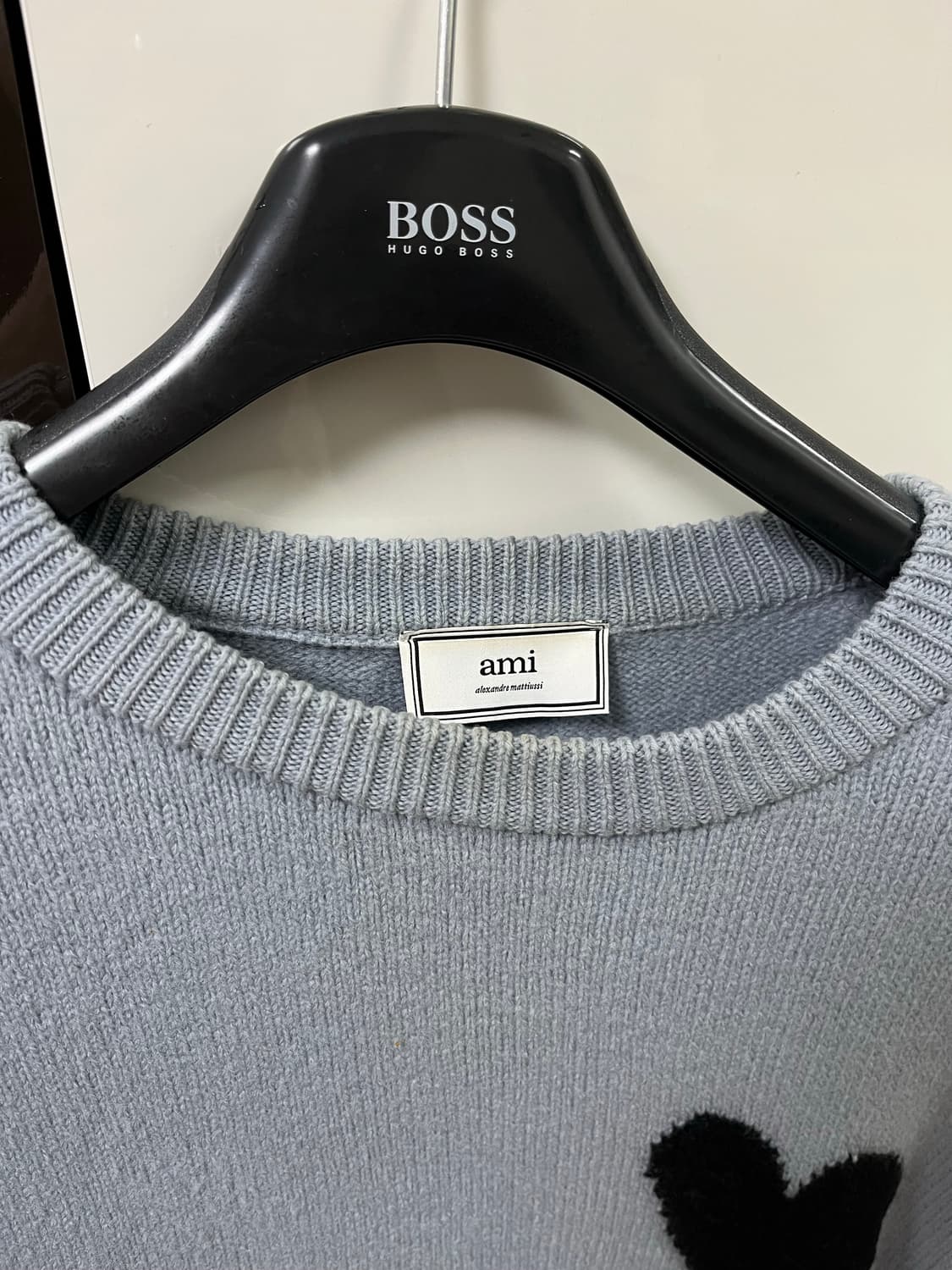 아미 빅하트 로고 니트 스틸블루 판매 상품이미지6