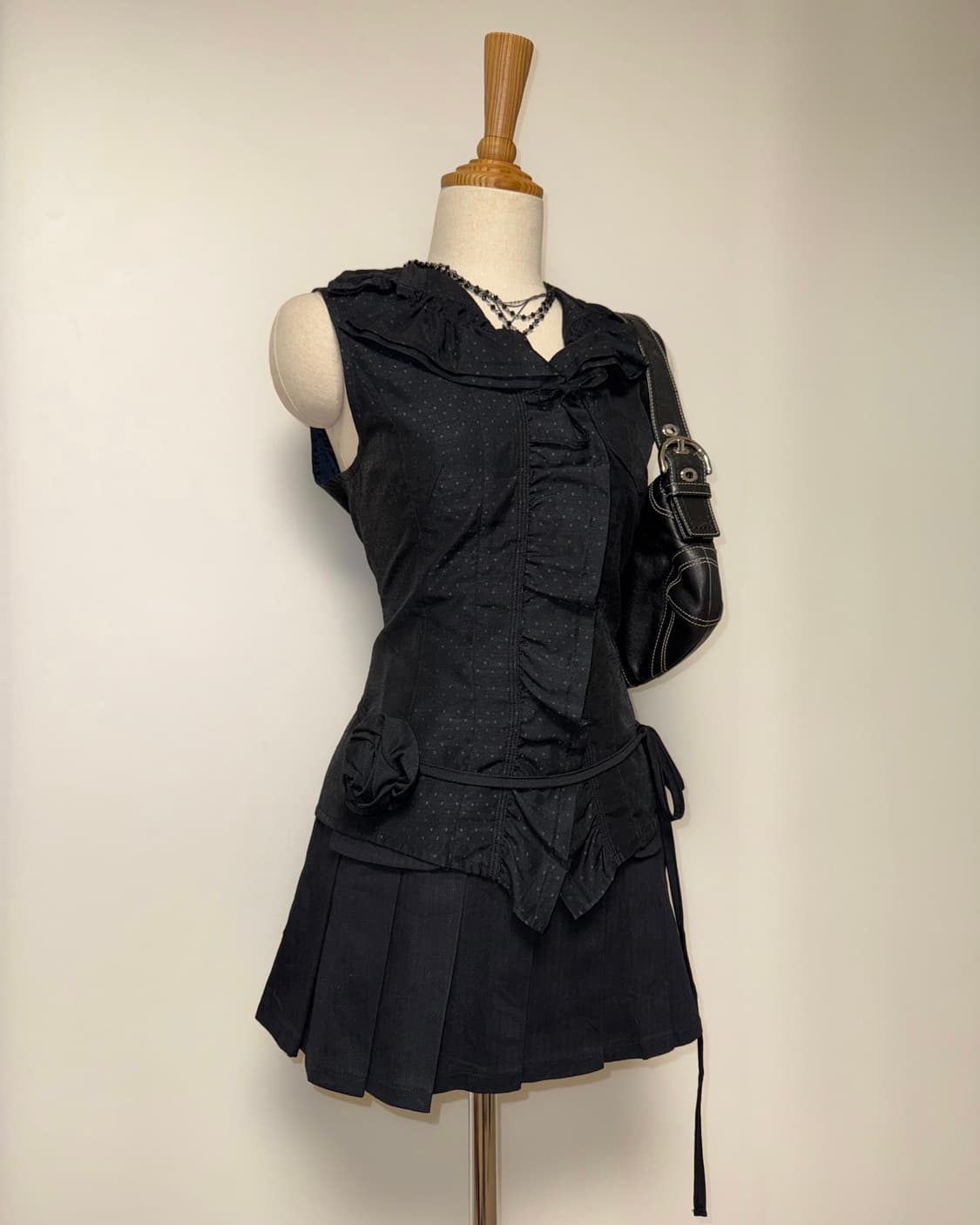 도트패턴 프릴 나시 블라우스 셔츠 상품이미지5