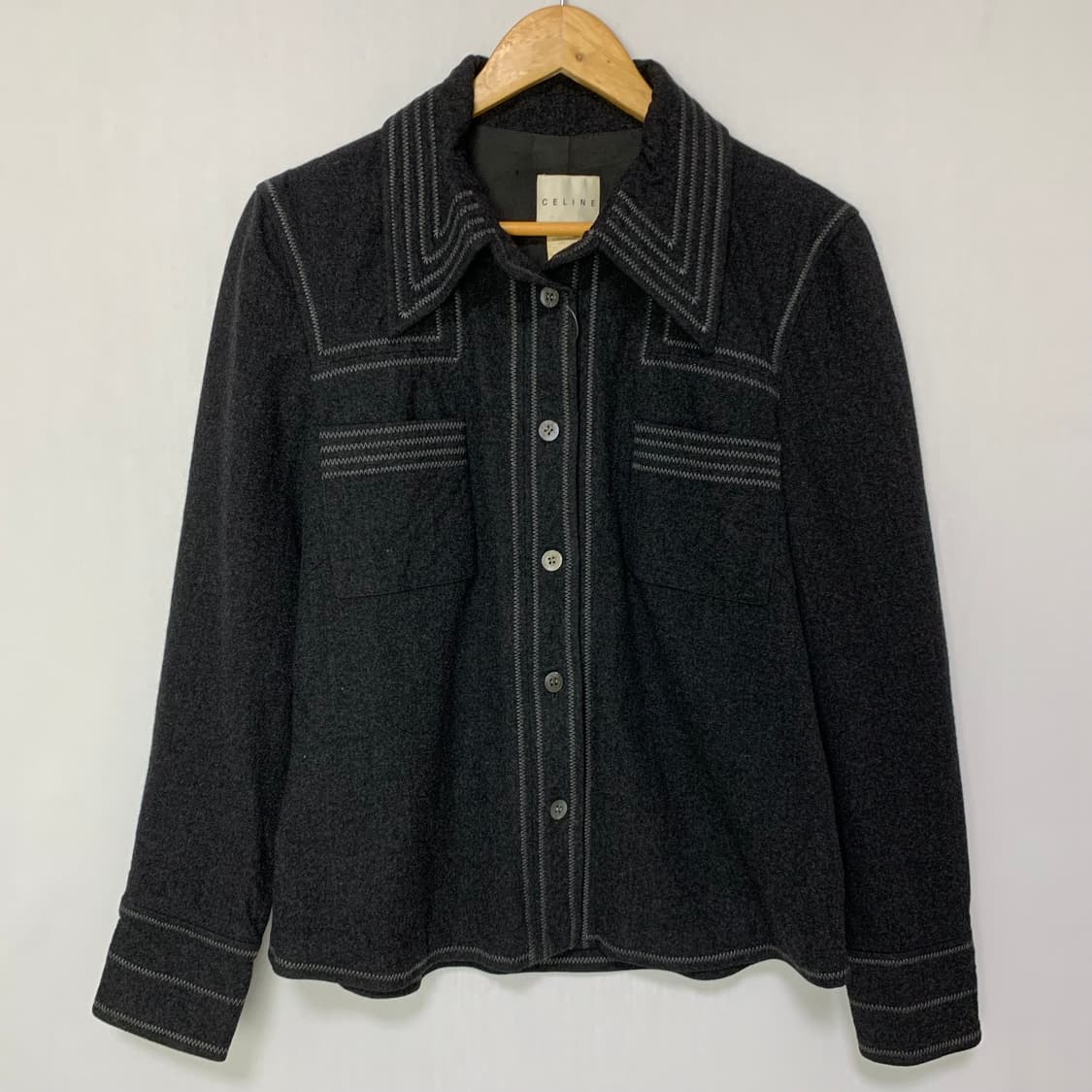 셀린느 차콜 울 셔츠 자켓 일본 빈티지 모리걸 42 사이즈 상품이미지2